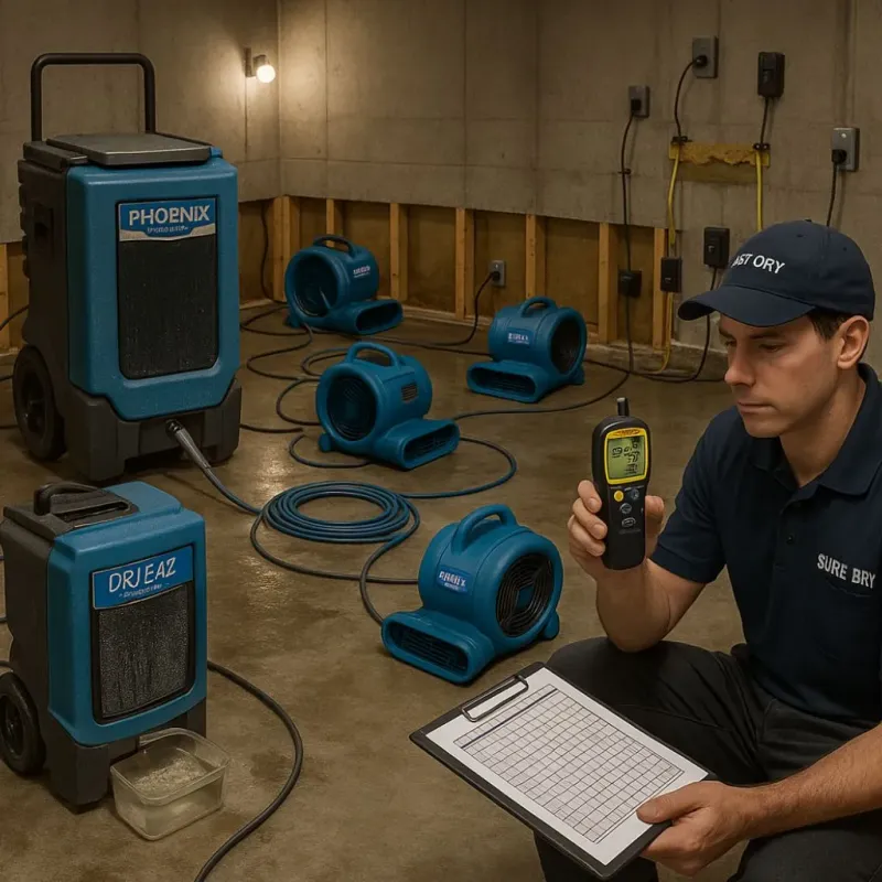Structural Drying and Dehumidification process in Apex, NC